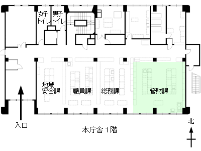 管財課（検査係）のご案内地図