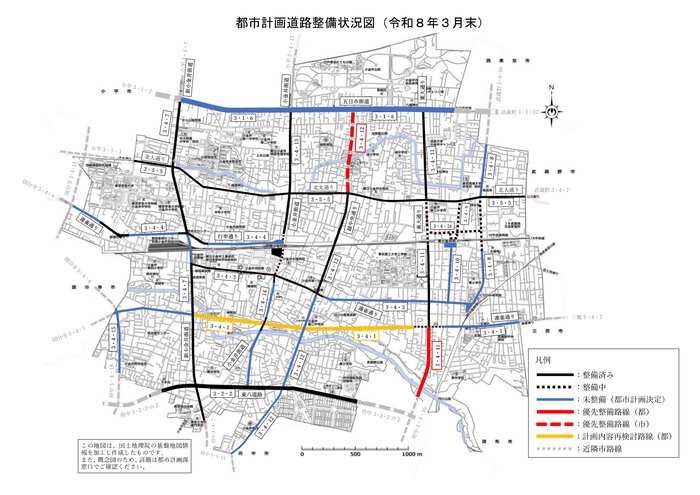 都市計画道路の整備状況図