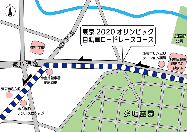 東京2020オリンピック自転車ロードレース市内コース図